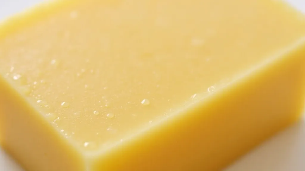 Close-up of finished honey soap bar