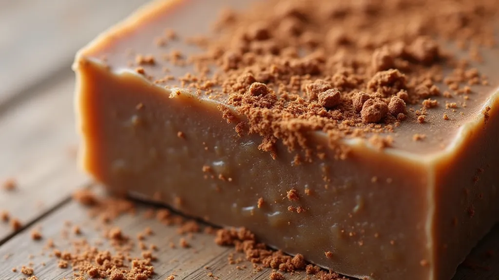 Natural soap colored with cocoa