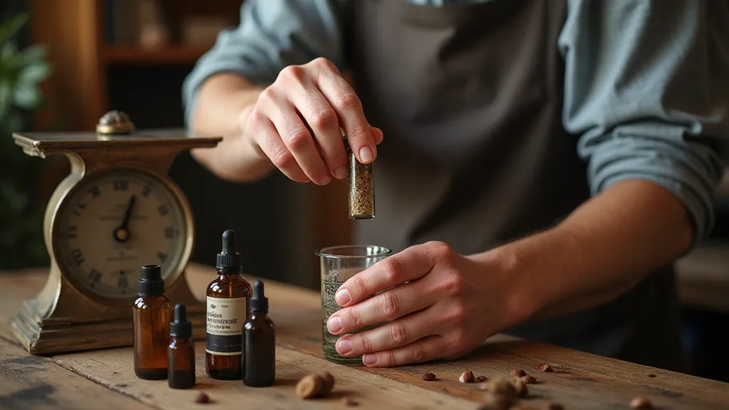 Craftsman measuring essential oils