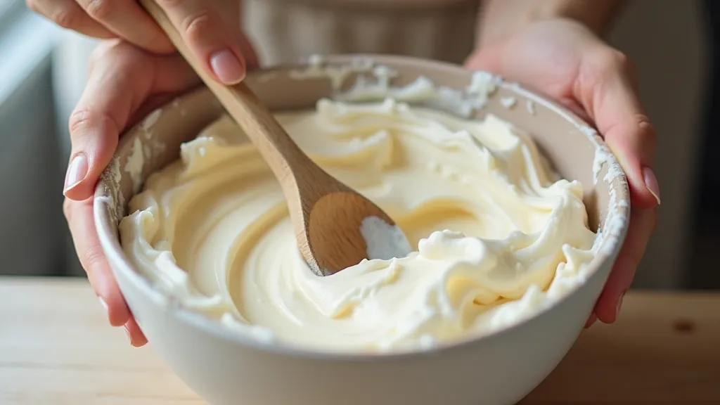 Hands mixing soap batter