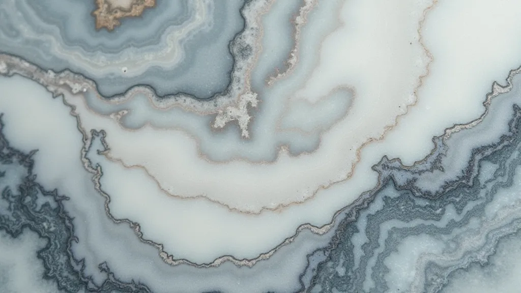 Polished marble with swirling veins