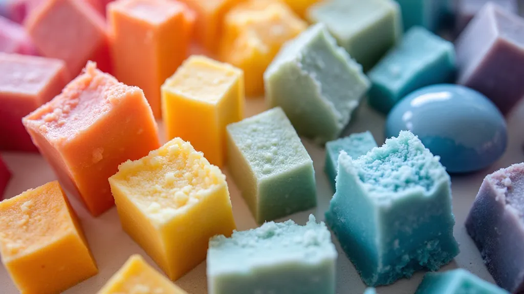 Variety of colored melt and pour soap bases