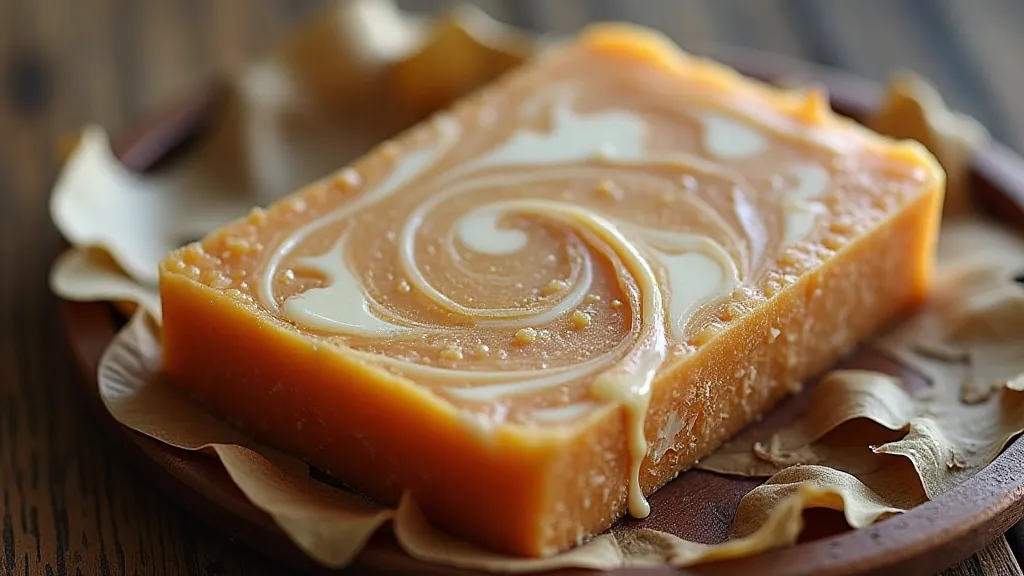 A handcrafted soap with earthy colors and texture