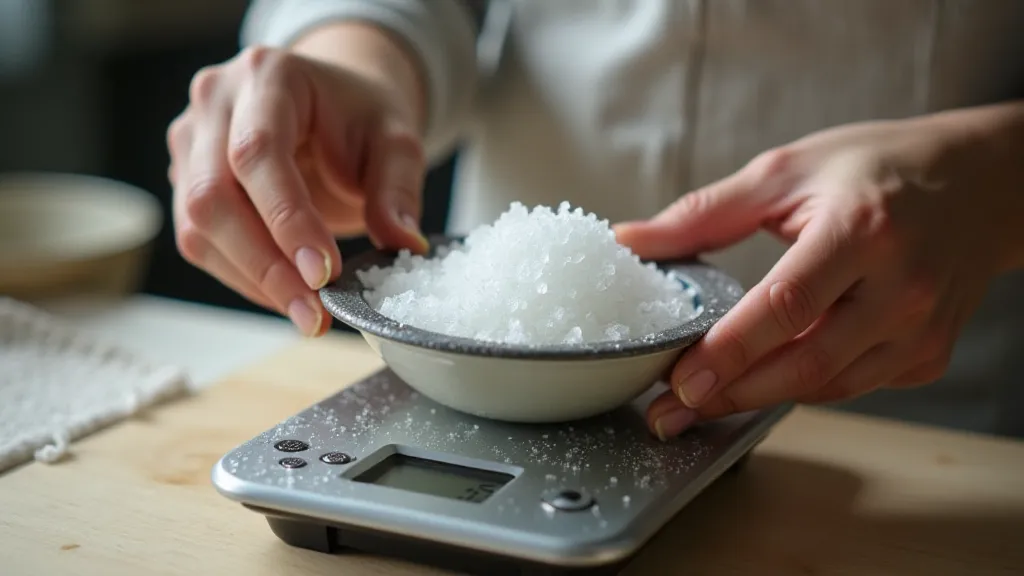 Weighing lye on digital scale